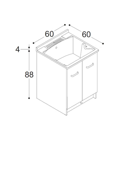 2 ante - Lavabo in polipropilene - BIANCO OPACO