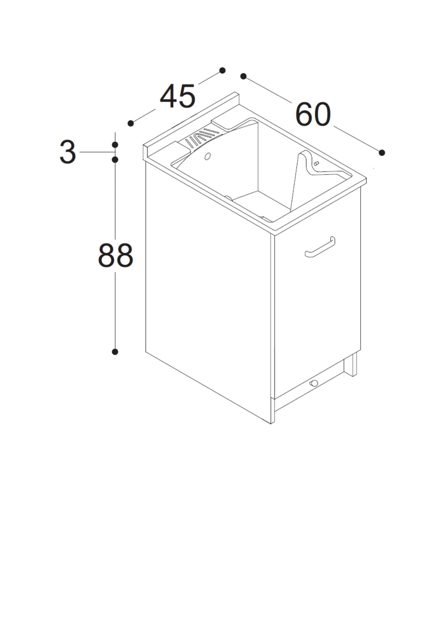 1 anta - lavabo in polipropilene - BIANCO OPACO