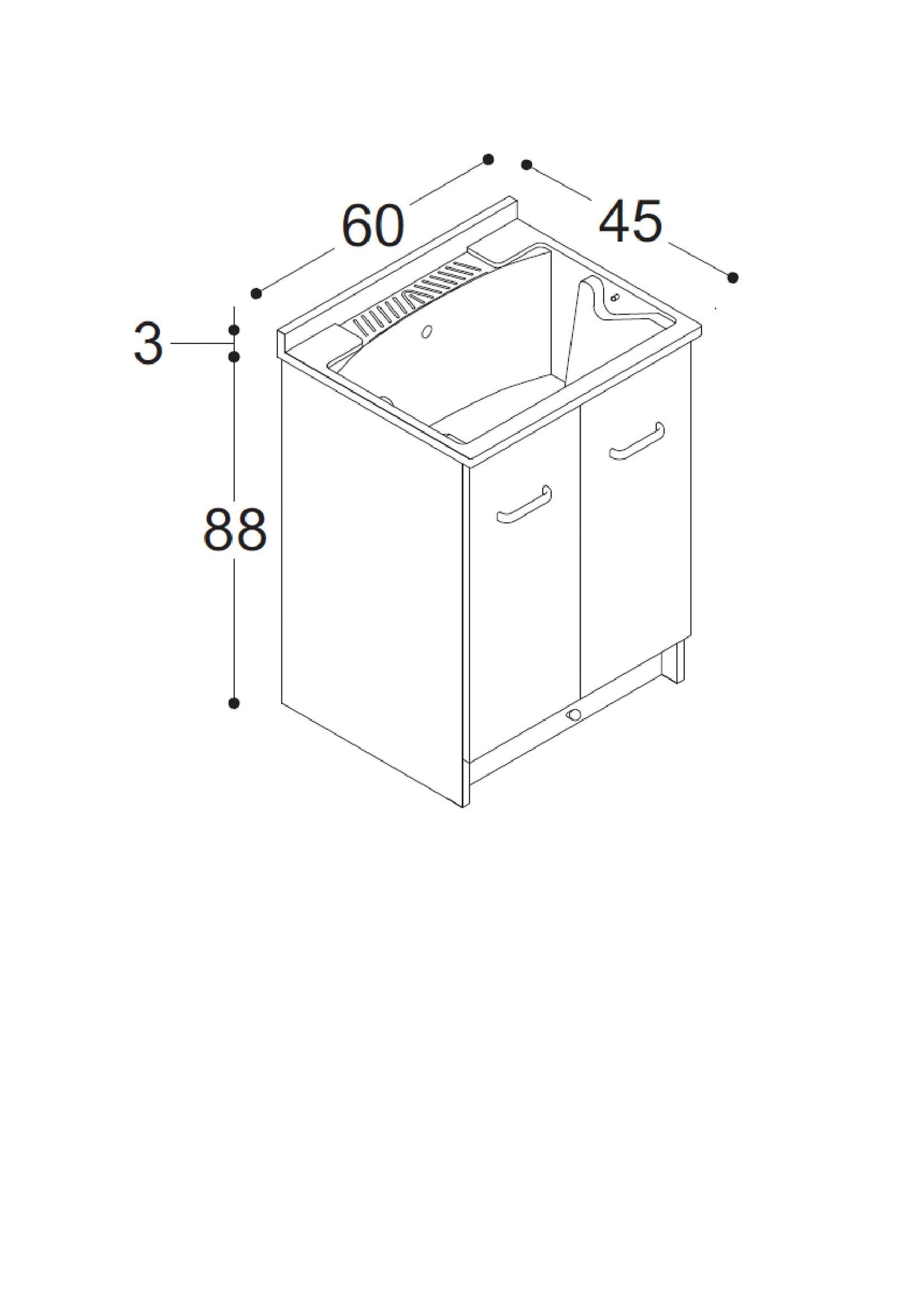 2 ante - Lavabo in polipropilene - BIANCO OPACO