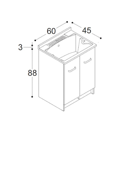 2 ante - Lavabo in polipropilene - BIANCO OPACO