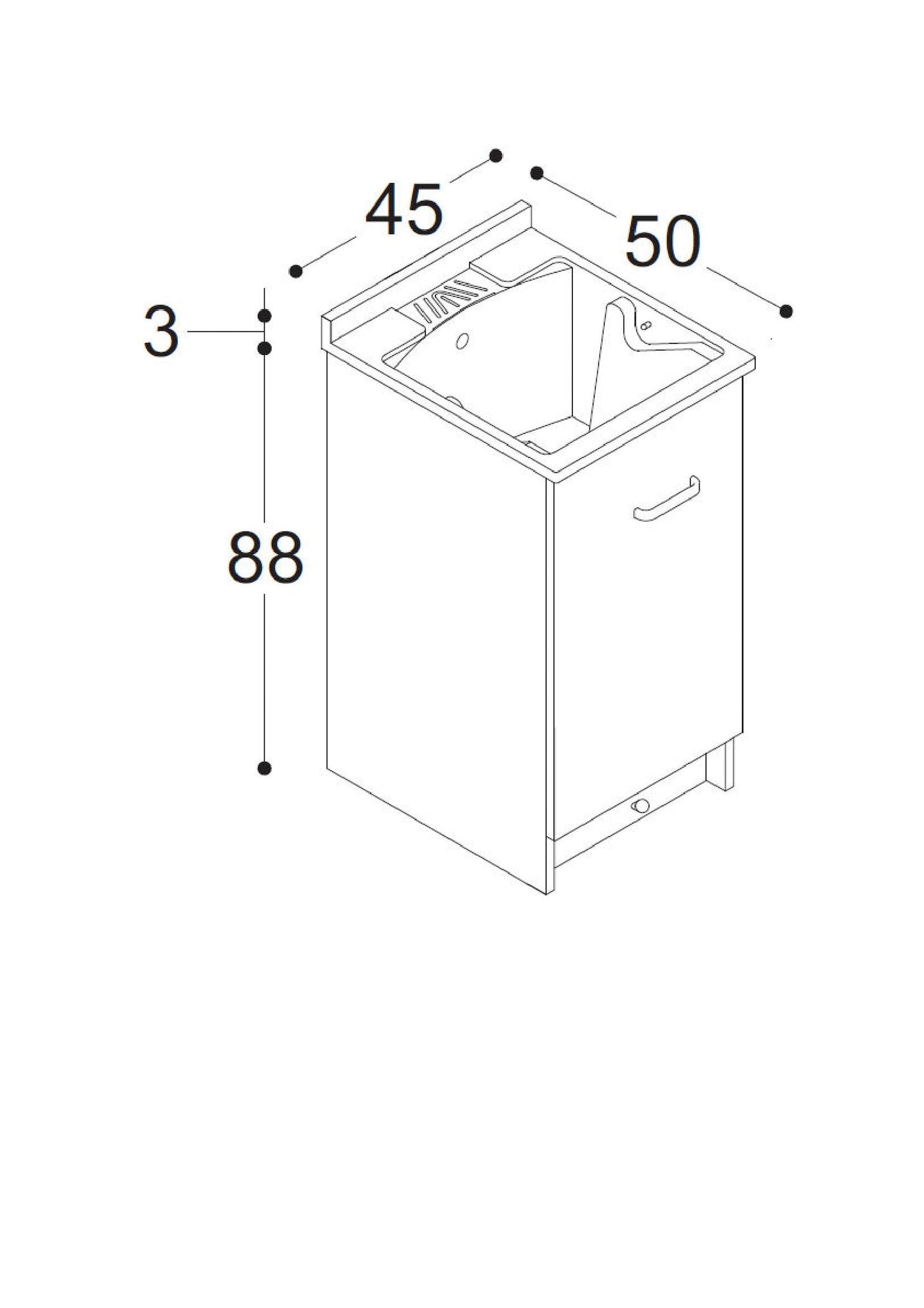 1 anta - lavabo in ABS metacrilato - BIANCO OPACO