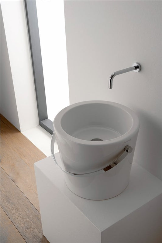 Lavabo da appoggio WHITE - Tower rail CHROMIUM - Ø40,5 cm