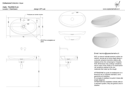 Lavabo CALLA 75X45