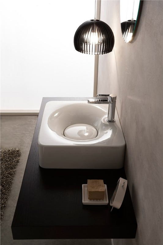 Lavabo  da appoggio o sospeso WHITE - 50 x 43,5 cm