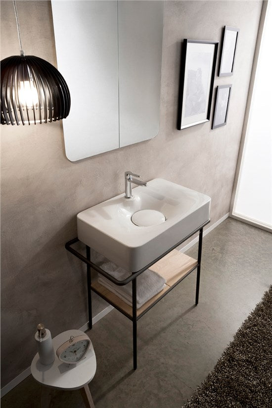 Lavabo  da appoggio o sospeso WHITE - 70 x 43 cm