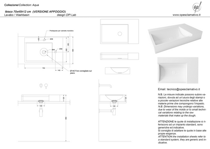 Lavabo IBISCO 70x45 - Colore