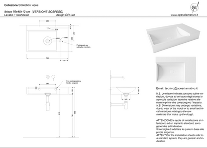 Lavabo IBISCO 70x45 - Colore